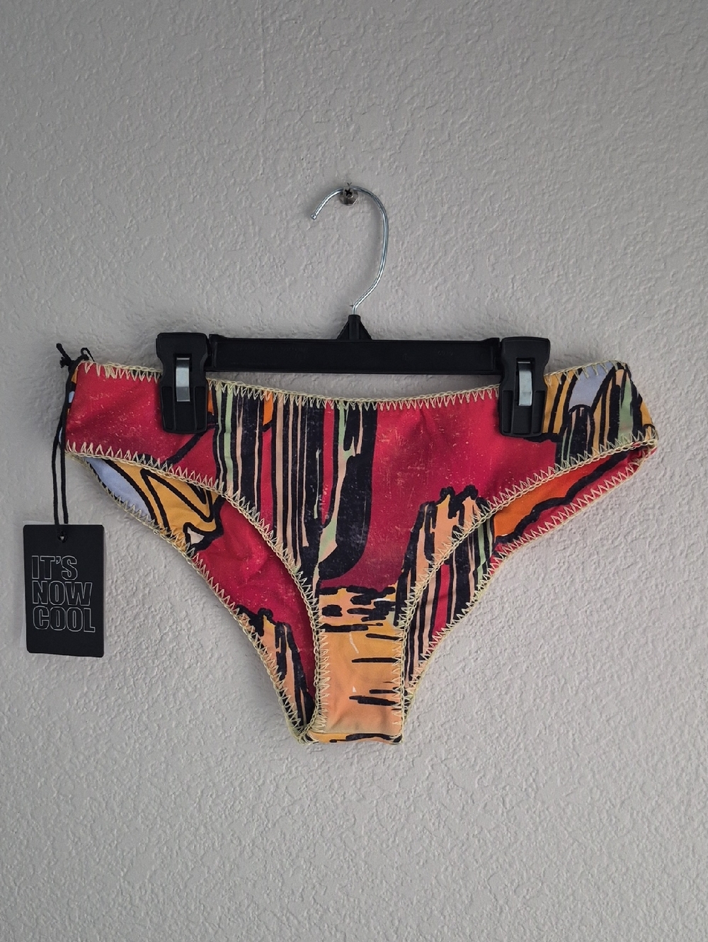 It's Now Cool Women's Multicolor Abstract Bikini Bottoms — Red & Orange